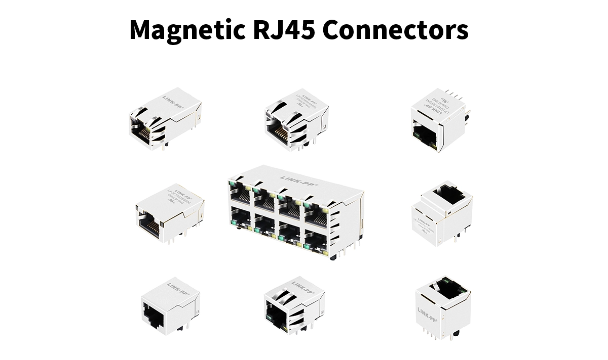 RJ45 connectors with integrated magnetics